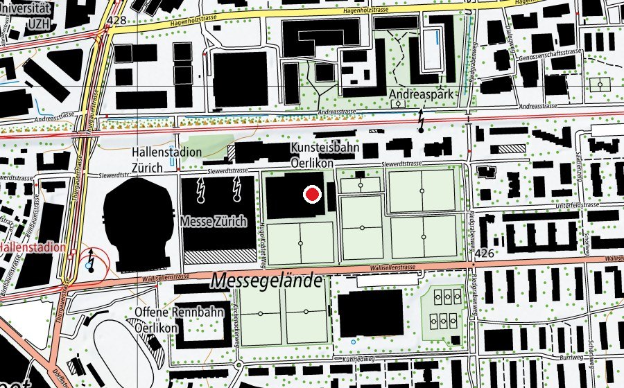 Karte mit dem Standort von Aussenfeld (Eisbahn)