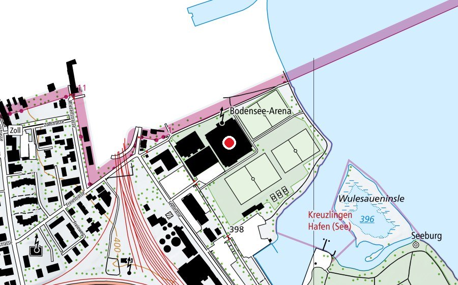 Karte mit dem Standort von Bodensee Arena (Eisbahn)
