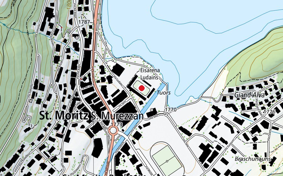 Map showing the location of Eisarena Ludains (Ice rink)