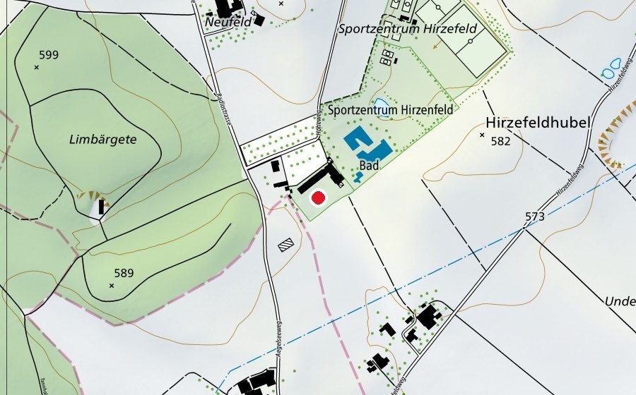 Mappa con la posizione di Eisbahn Hirzenfeld (Pista di ghiaccio)