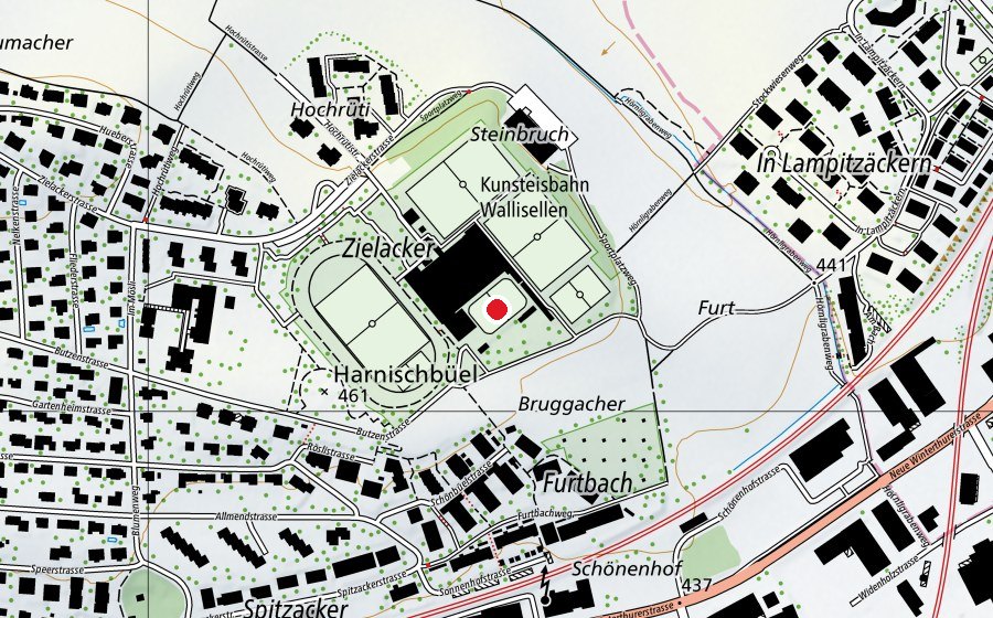 Carte indiquant l’emplacement de Eisbahn Winter World Wallisellen (Patinoire)
