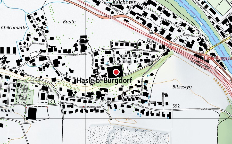 Map showing the location of Eishalle Brünnli (Ice rink)