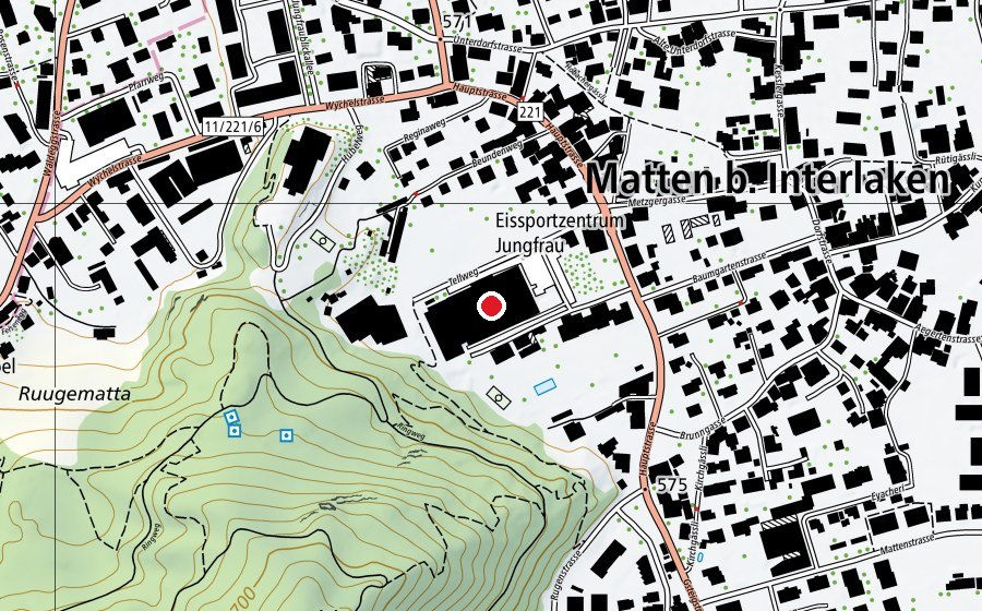 Mappa con la posizione di Eissportzentrum Bödeli (Pista di ghiaccio)