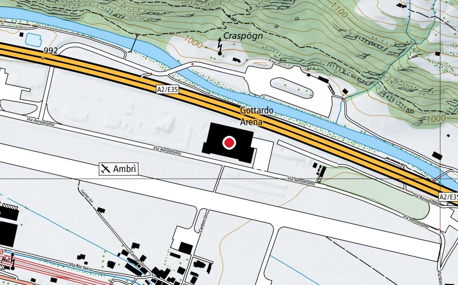 Karte mit dem Standort von Gottardo Arena (Eisbahn)