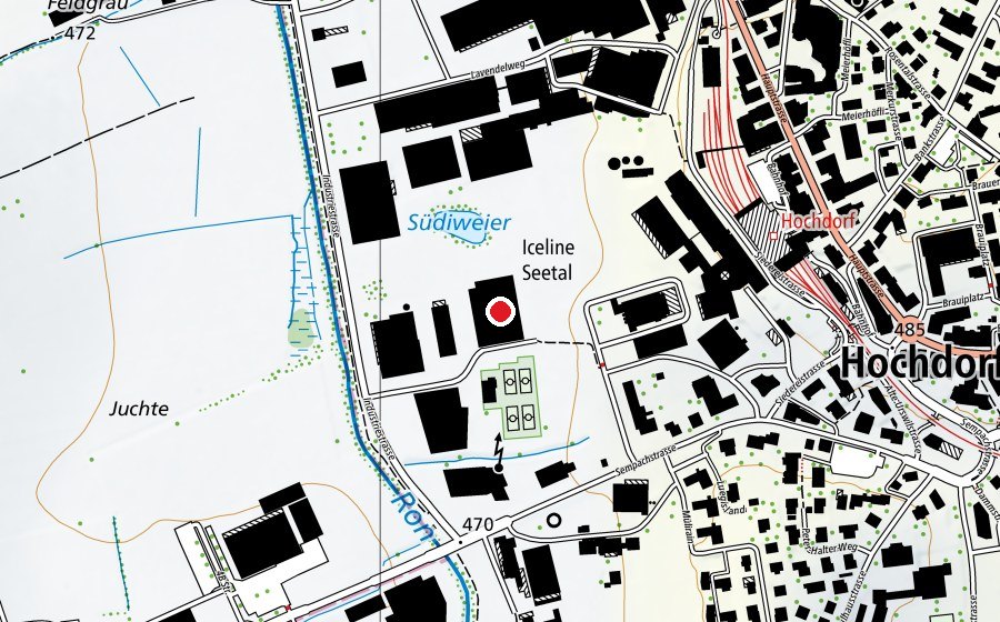Map showing the location of Iceline Seetal (Ice rink)
