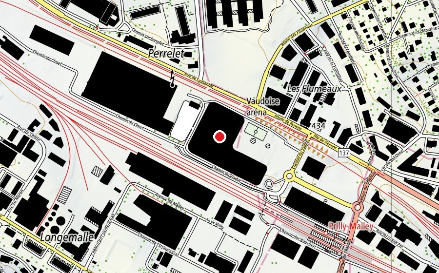 Mappa con la posizione di L'aréna (Pista di ghiaccio)