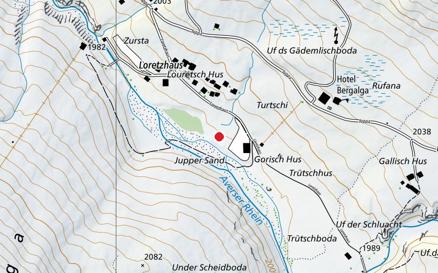 Map showing the location of Natureisfeld Avers-Juppa (Ice rink)