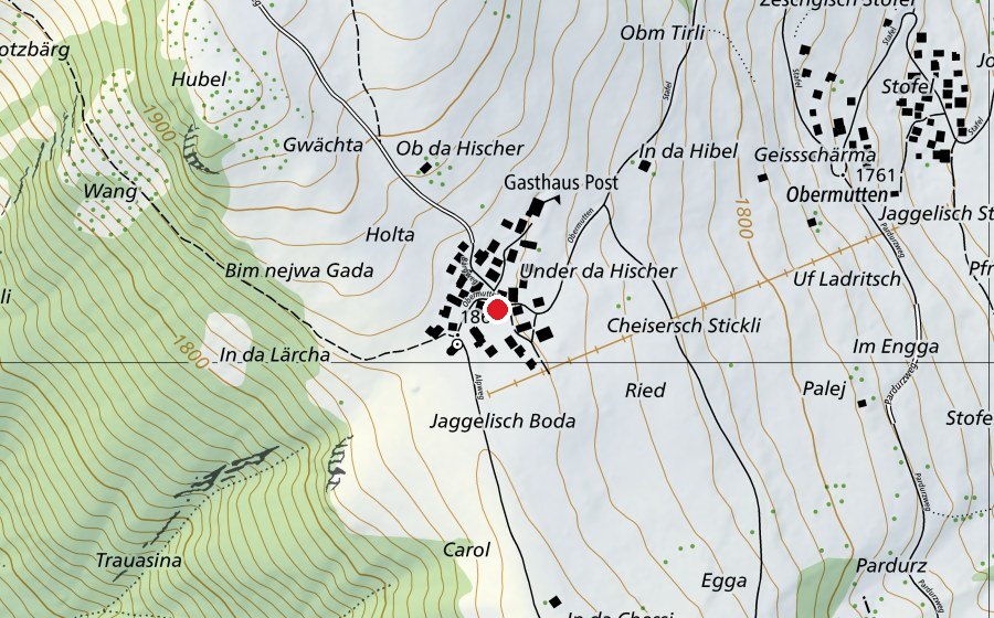 Carte indiquant l’emplacement de Natureisfeld Obermutten (Patinoire)