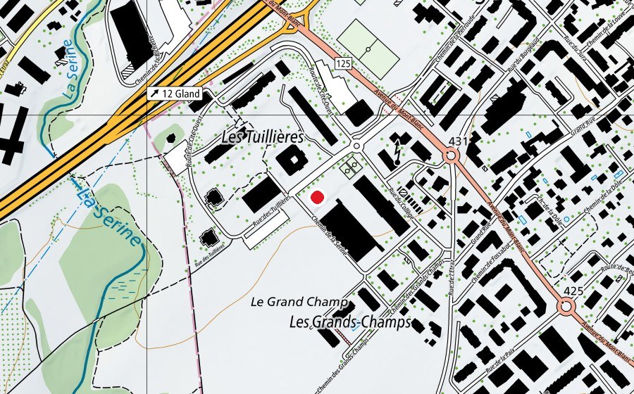 Mappa con la posizione di Patinoire de Gland (Pista di ghiaccio)