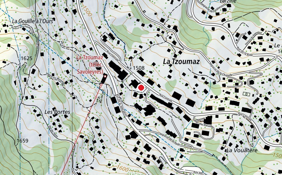 Mappa con la posizione di Patinoire de La Tzoumaz (Pista di ghiaccio)