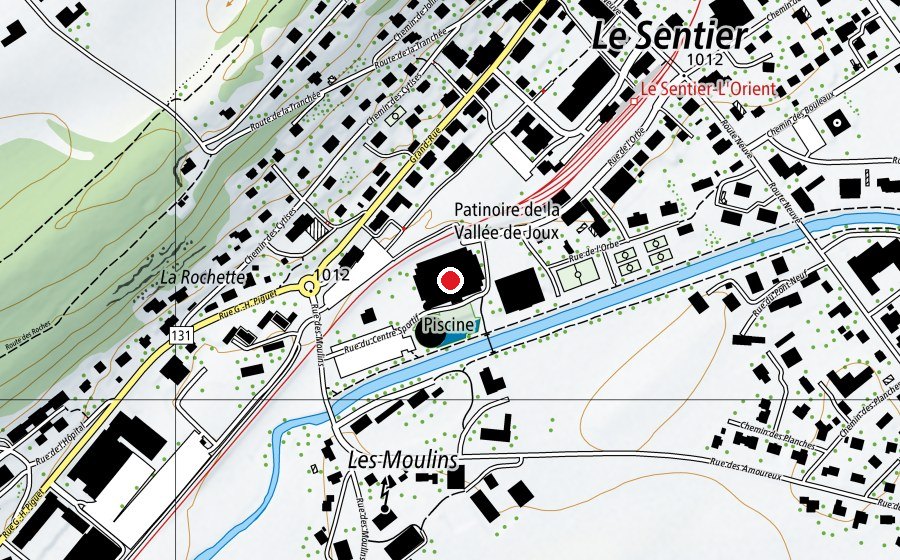 Mappa con la posizione di Patinoire de la Vallée de Joux (Pista di ghiaccio)