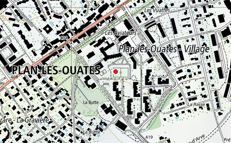 Carte indiquant l’emplacement de Patinoire de Plan-les-Ouates (Patinoire)