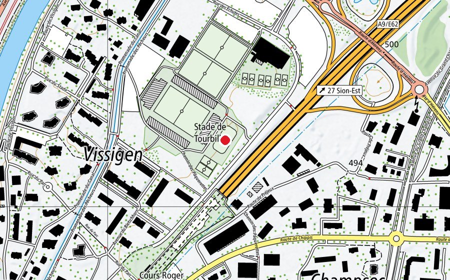 Carte indiquant l’emplacement de Patinoire de plein air de Tourbillon (Patinoire)