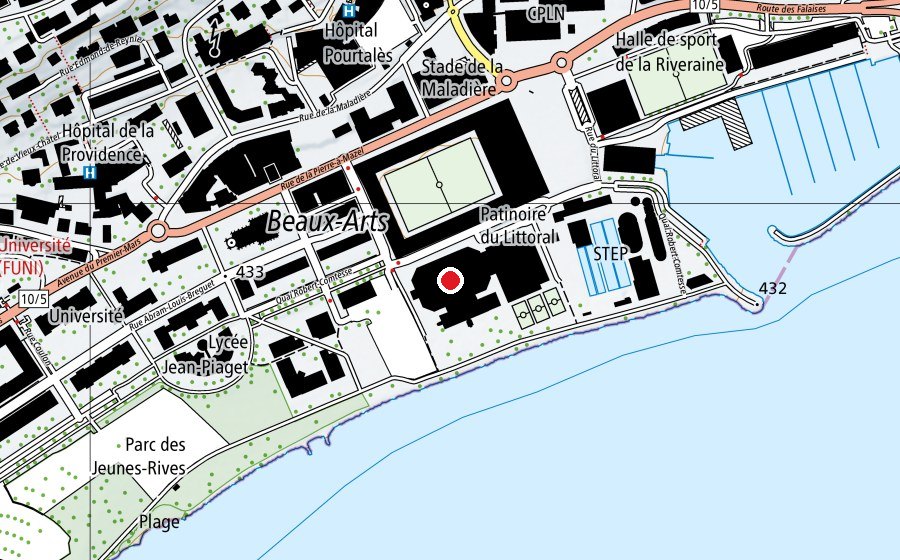 Mappa con la posizione di Patinoire du Littoral (Pista di ghiaccio)