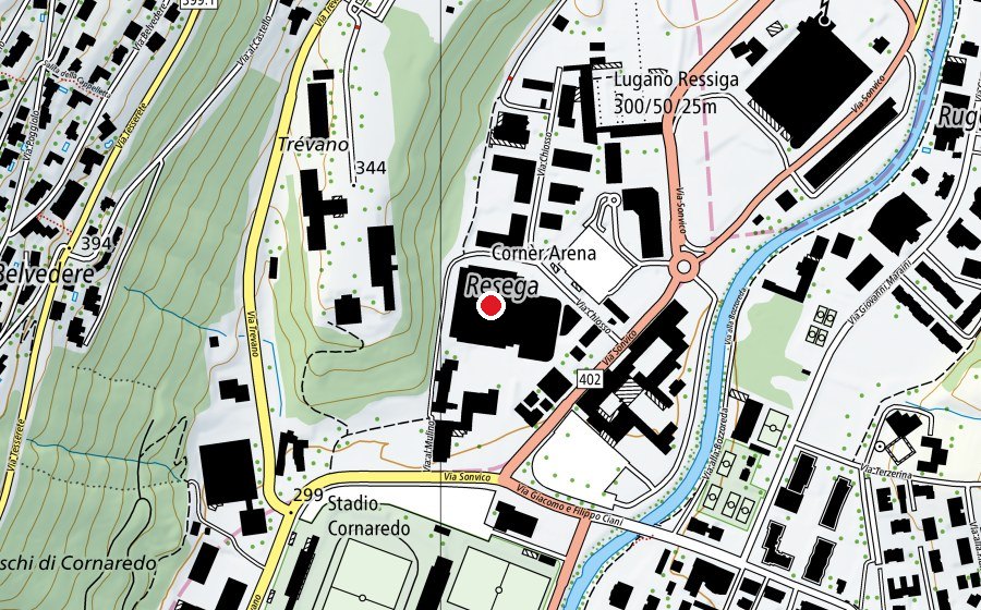 Carte indiquant l’emplacement de Pista di ghiaccio della Resega (Patinoire)