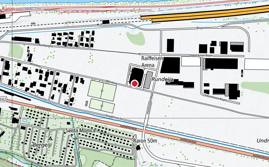 Carte indiquant l’emplacement de Raiffeisen Arena (Patinoire)
