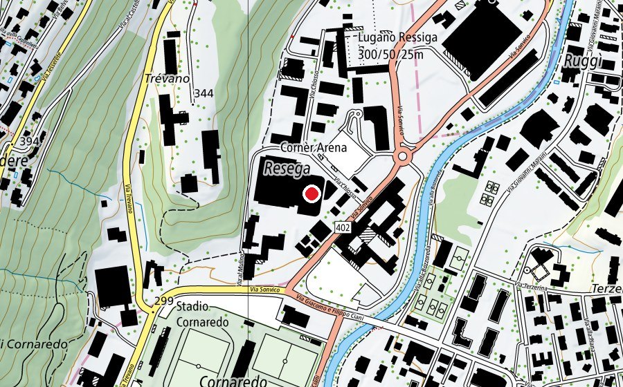 Mappa con la posizione di Reseghina (Pista di ghiaccio)