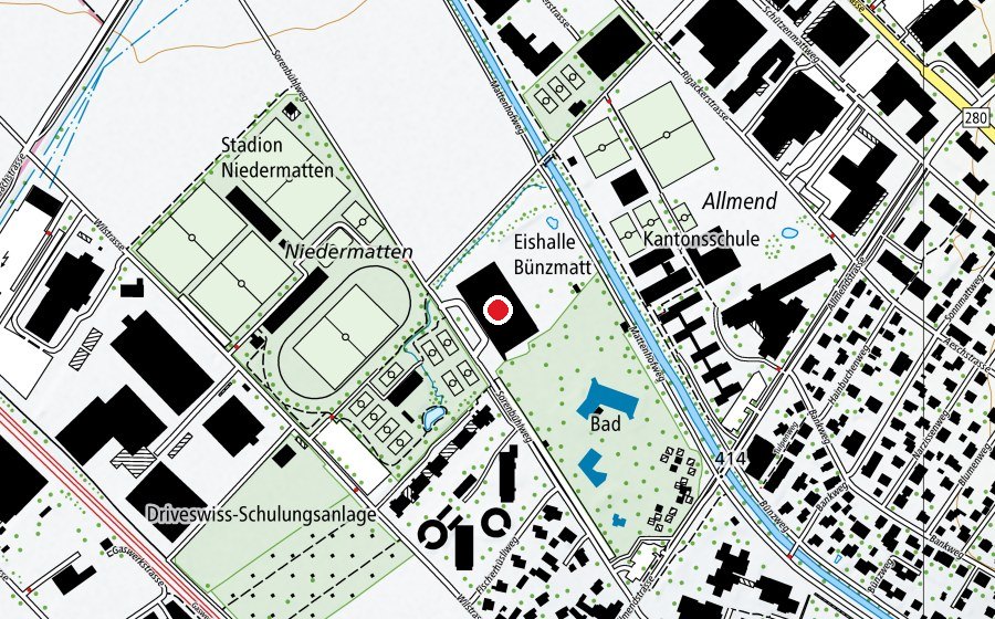 Karte mit dem Standort von Schüwo Park (Eisbahn)