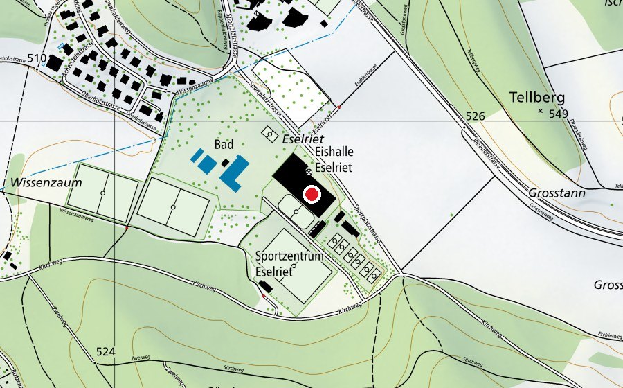 Karte mit dem Standort von Sportzentrum Effretikon (Überdachtes Eisfeld) (Eisbahn)