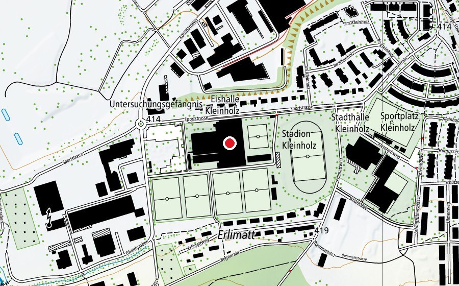 Mappa con la posizione di Stadion Kleinholz Olten (Pista di ghiaccio)