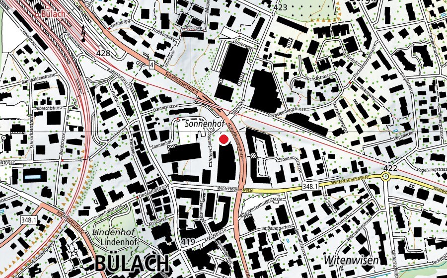 Karte mit dem Standort von Activ Fitness Bülach (Fitnesscenter)