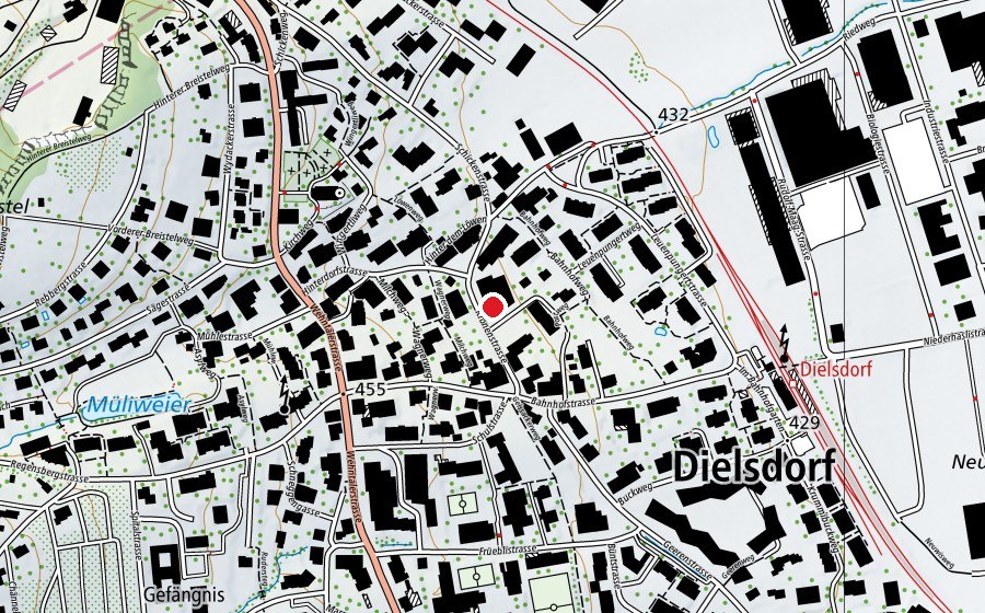 Mappa con la posizione di ACTIV Fitness Dielsdorf (Centro fitness)