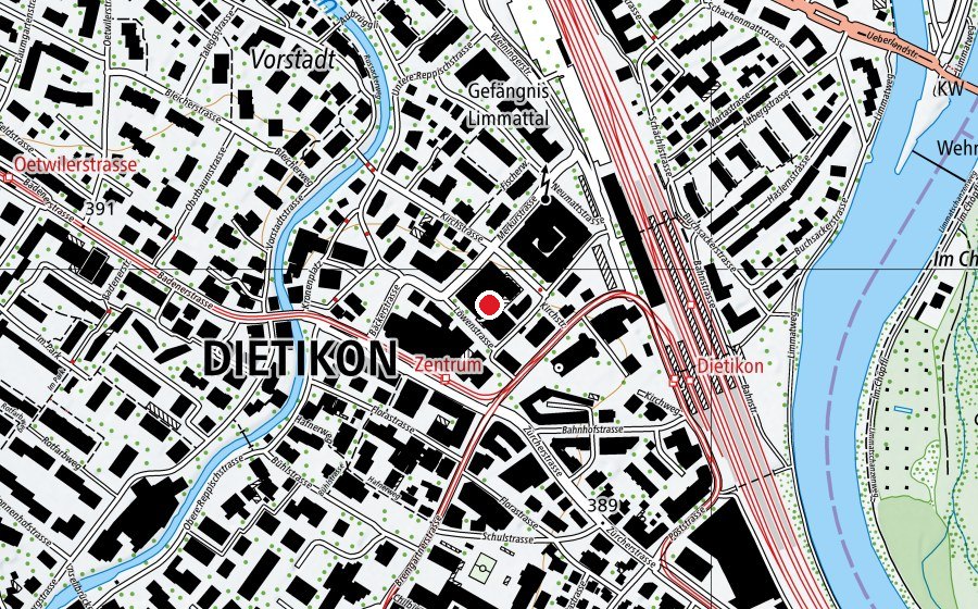 Carte indiquant l’emplacement de Activ Fitness Dietikon (Salle de fitness)