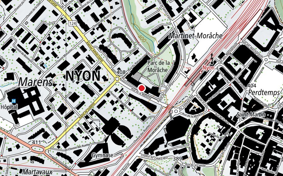 Map showing the location of ACTIV FITNESS Nyon Morâche (Fitness centre)