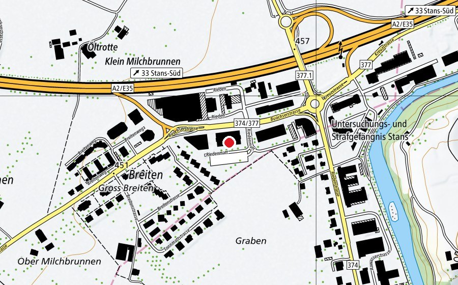 Mappa con la posizione di Activ Fitness Stans (Centro fitness)