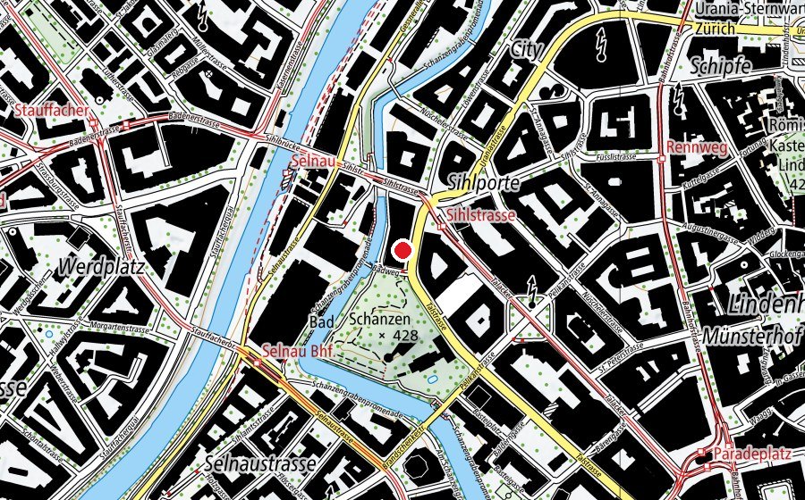 Mappa con la posizione di Barry's Zurich (Centro fitness)