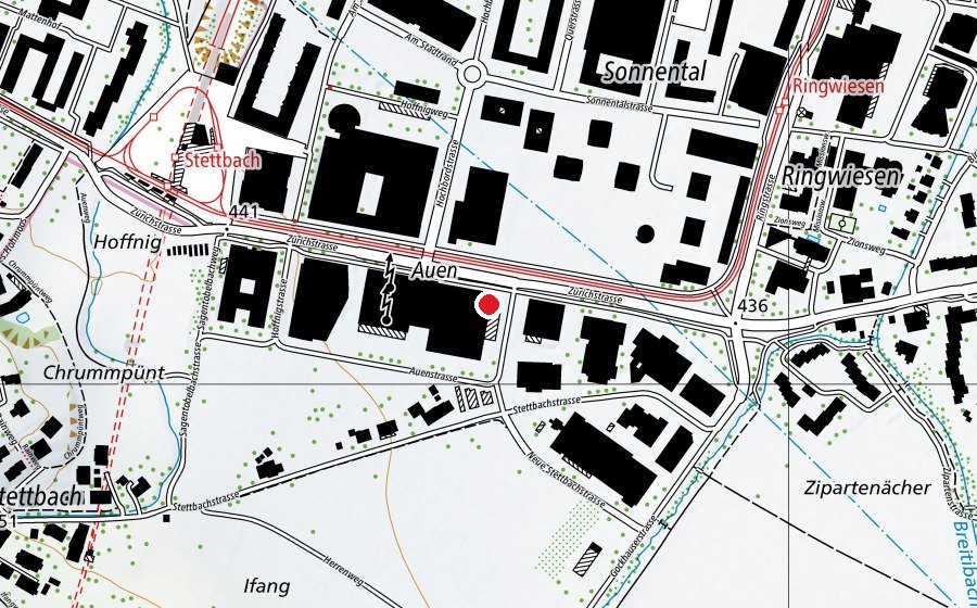 Karte mit dem Standort von Basefit.ch Dübendorf (Fitnesscenter)