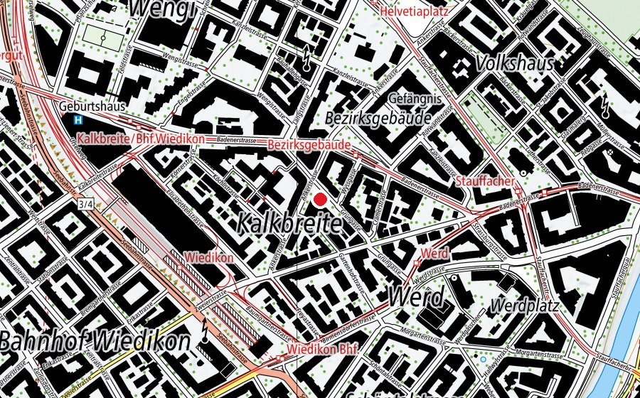 Map showing the location of Bikram Yoga Zürich (Fitness centre)