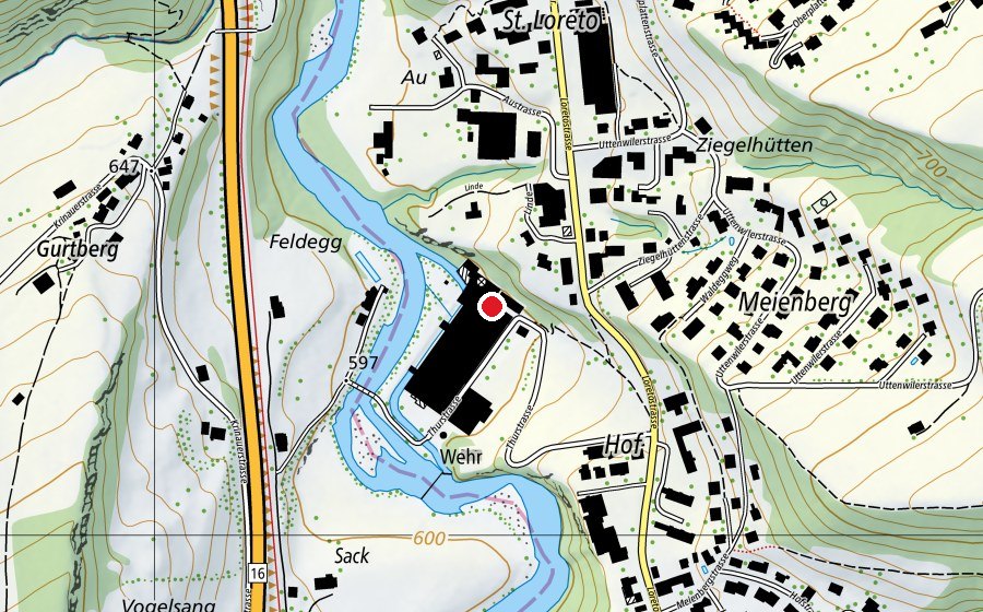 Map showing the location of Budo Club Toggenburg (Fitness centre)