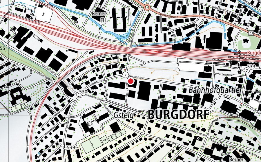 Mappa con la posizione di CentralGym Burgdorf (Centro fitness)