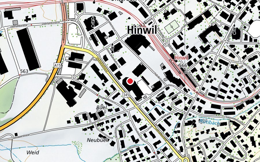 Map showing the location of Chili Health Hinwil (Fitness centre)
