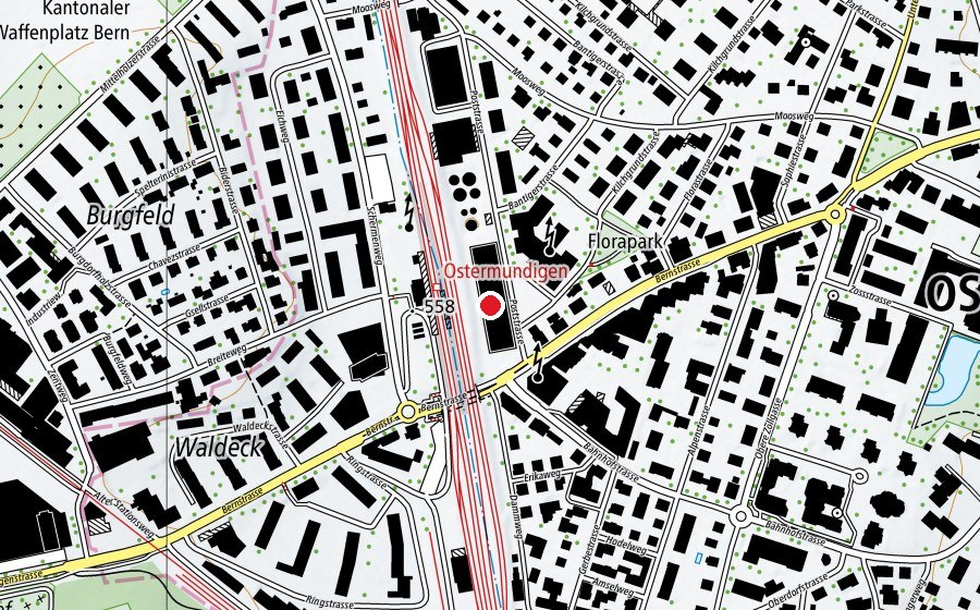 Carte indiquant l’emplacement de clever fit Ostermundigen (Salle de fitness)