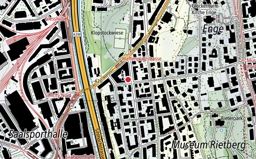 Map showing the location of EVO Fitness Zürich Enge (Fitness centre)