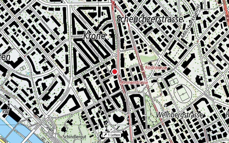 Map showing the location of Evo Zürich Schaffhauserstrasse (Fitness centre)