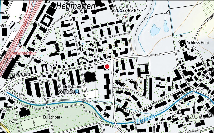 Mappa con la posizione di fitness hegi (Centro fitness)