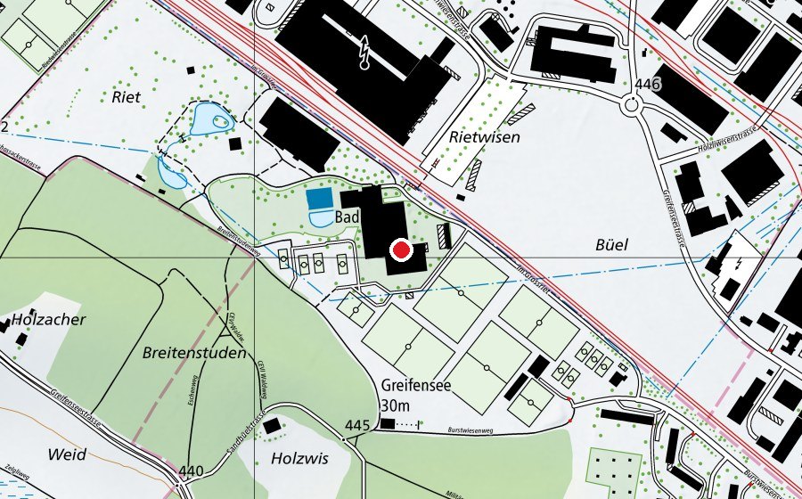 Karte mit dem Standort von Fitnesspark Greifensee Milandia (Fitnesscenter)