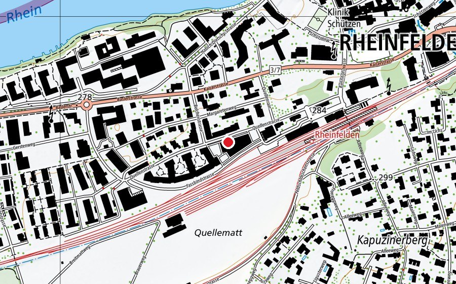 Mappa con la posizione di FT Club Rheinfelden (Centro fitness)