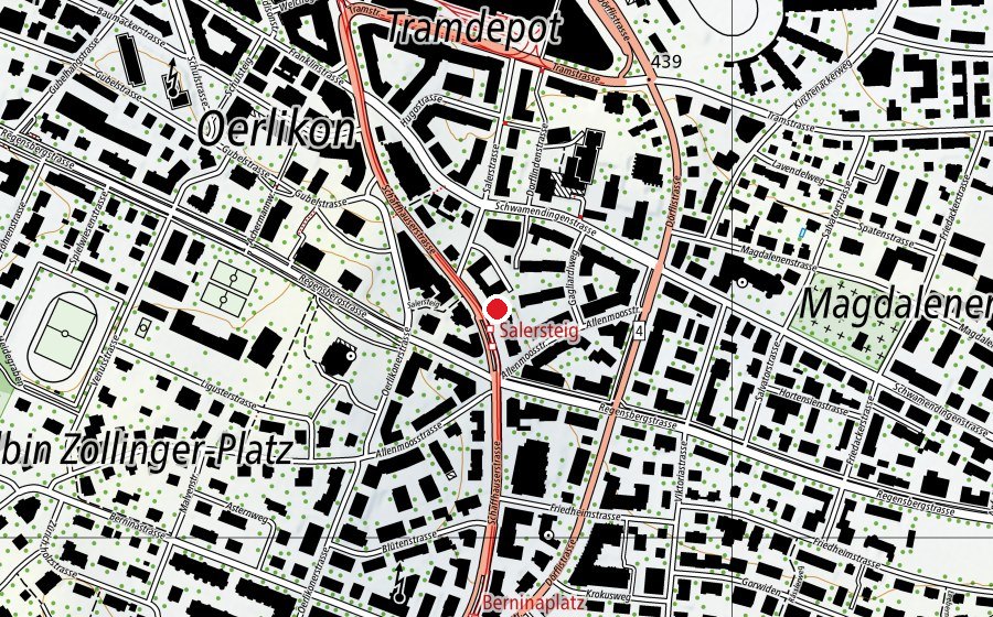 Map showing the location of Kampfkunstschmiede (Fitness centre)
