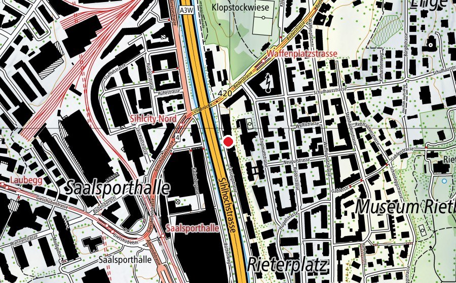 Mappa con la posizione di Kieser Training (Centro fitness)
