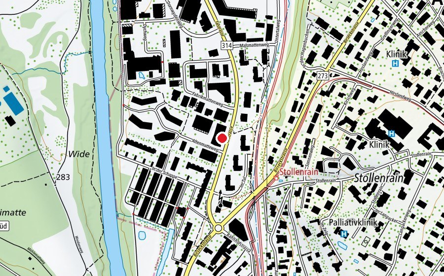 Carte indiquant l’emplacement de LIFE Swiss Health Club (Salle de fitness)