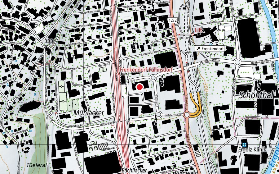 Map showing the location of Migros Fitness Center (Fitness centre)