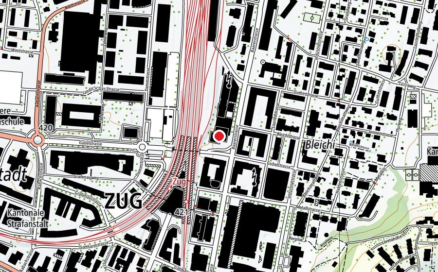Carte indiquant l’emplacement de Migros Fitnesspark Zug (Salle de fitness)