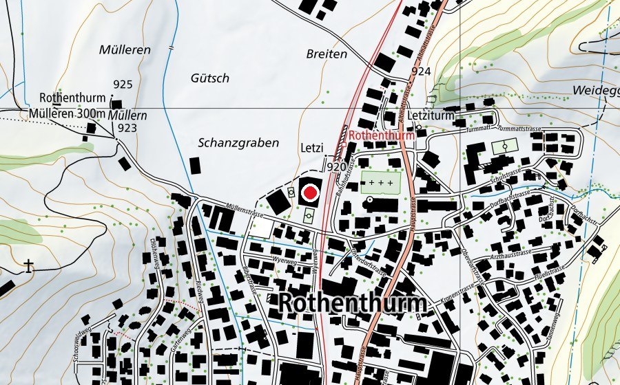 Mappa con la posizione di MZG Rothenthurm (Centro fitness)
