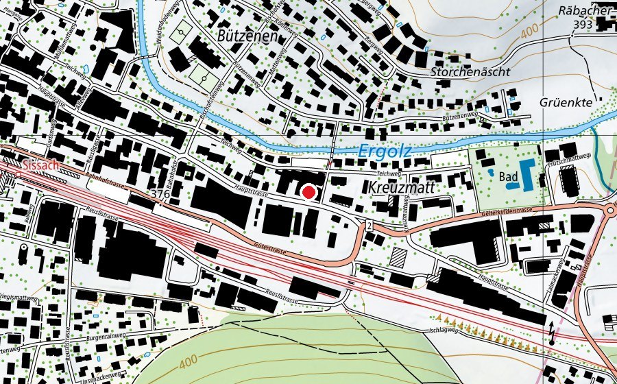 Map showing the location of Performance Center Sissach (Fitness centre)
