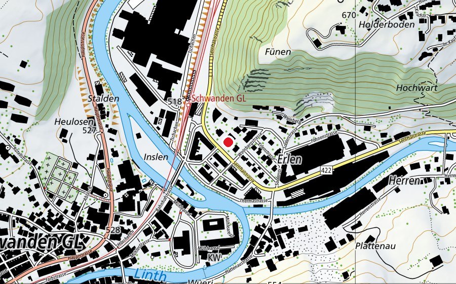 Map showing the location of Physio Med Glarnerland (Fitness centre)