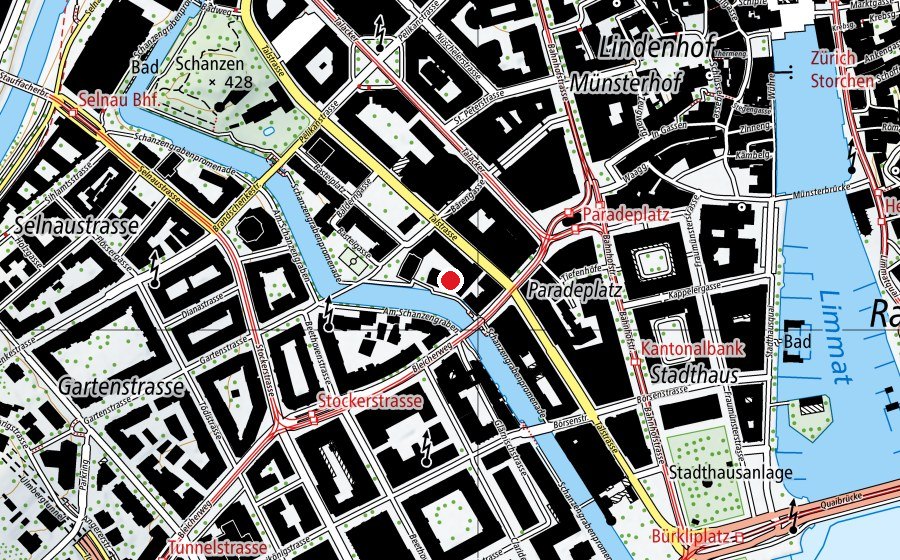 Mappa con la posizione di Pilatesfabrik (Centro fitness)